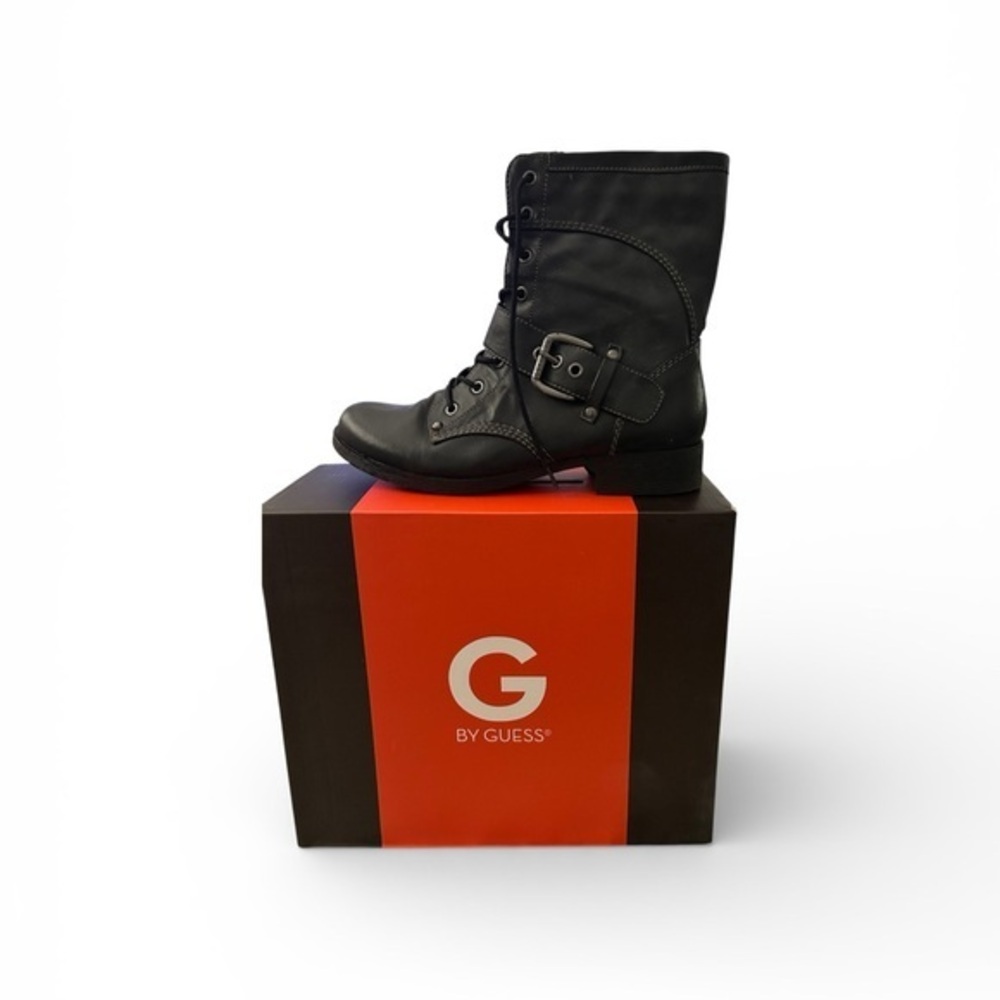 G by Guess Black Vegan Leather Combat Boots